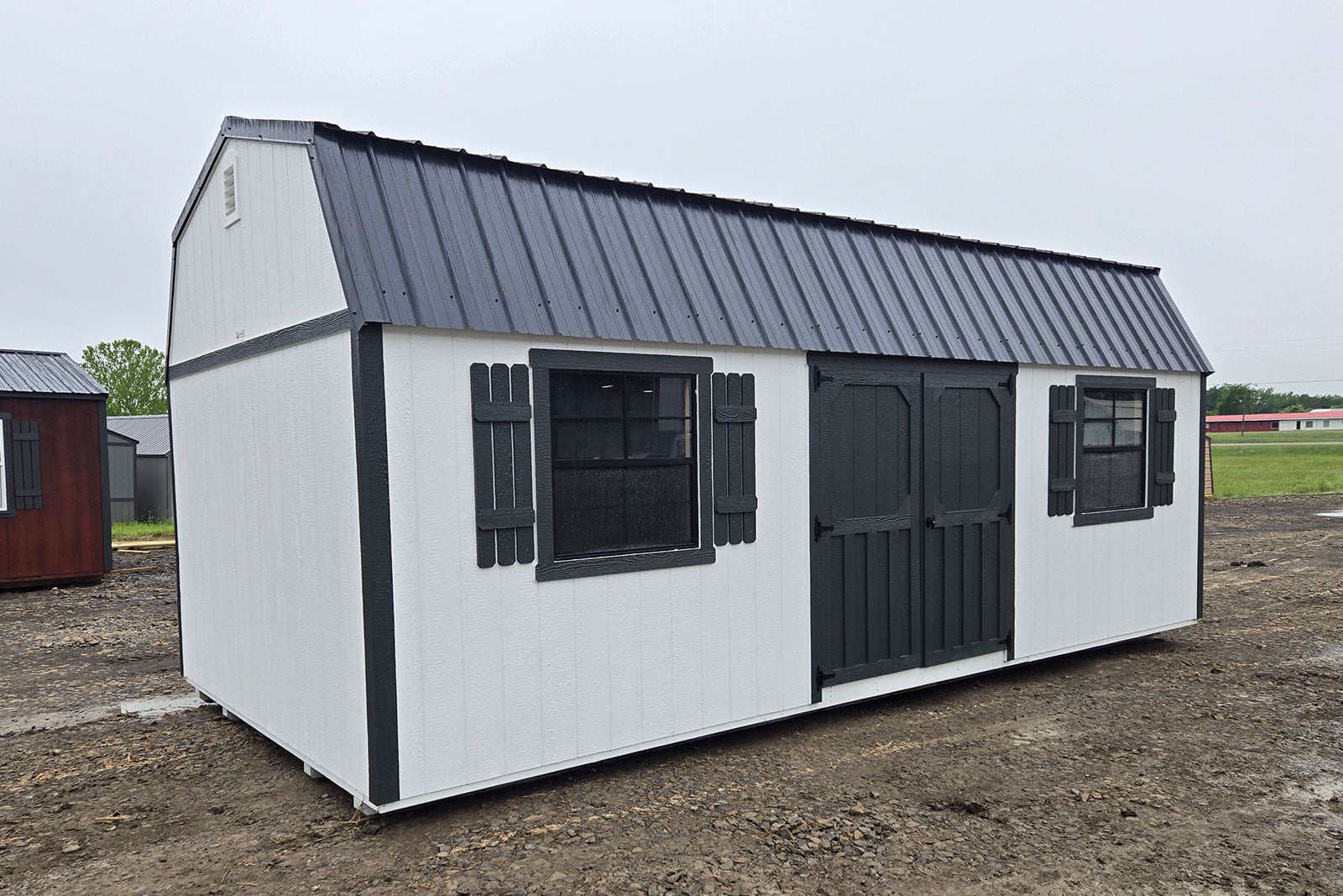 side lofted barn white