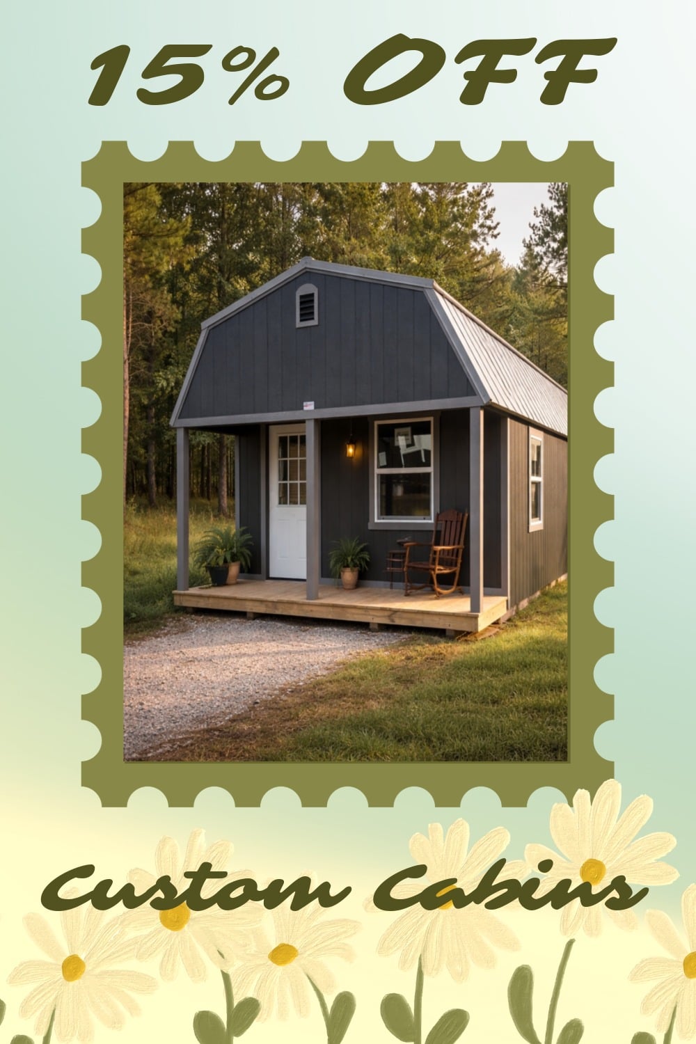 cabin sale - 15% off portable buildings