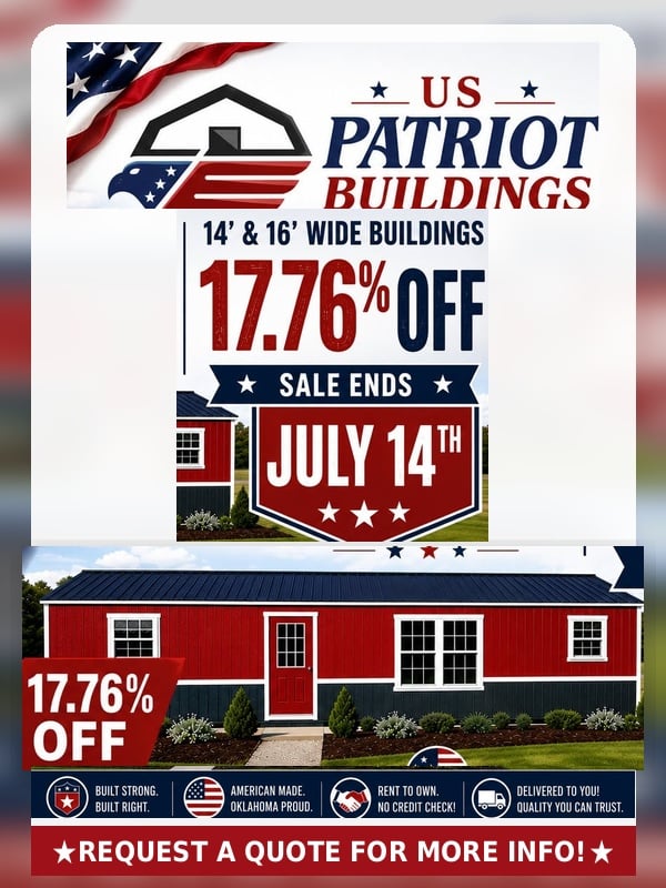 Storage Shed Sale thru July 14th